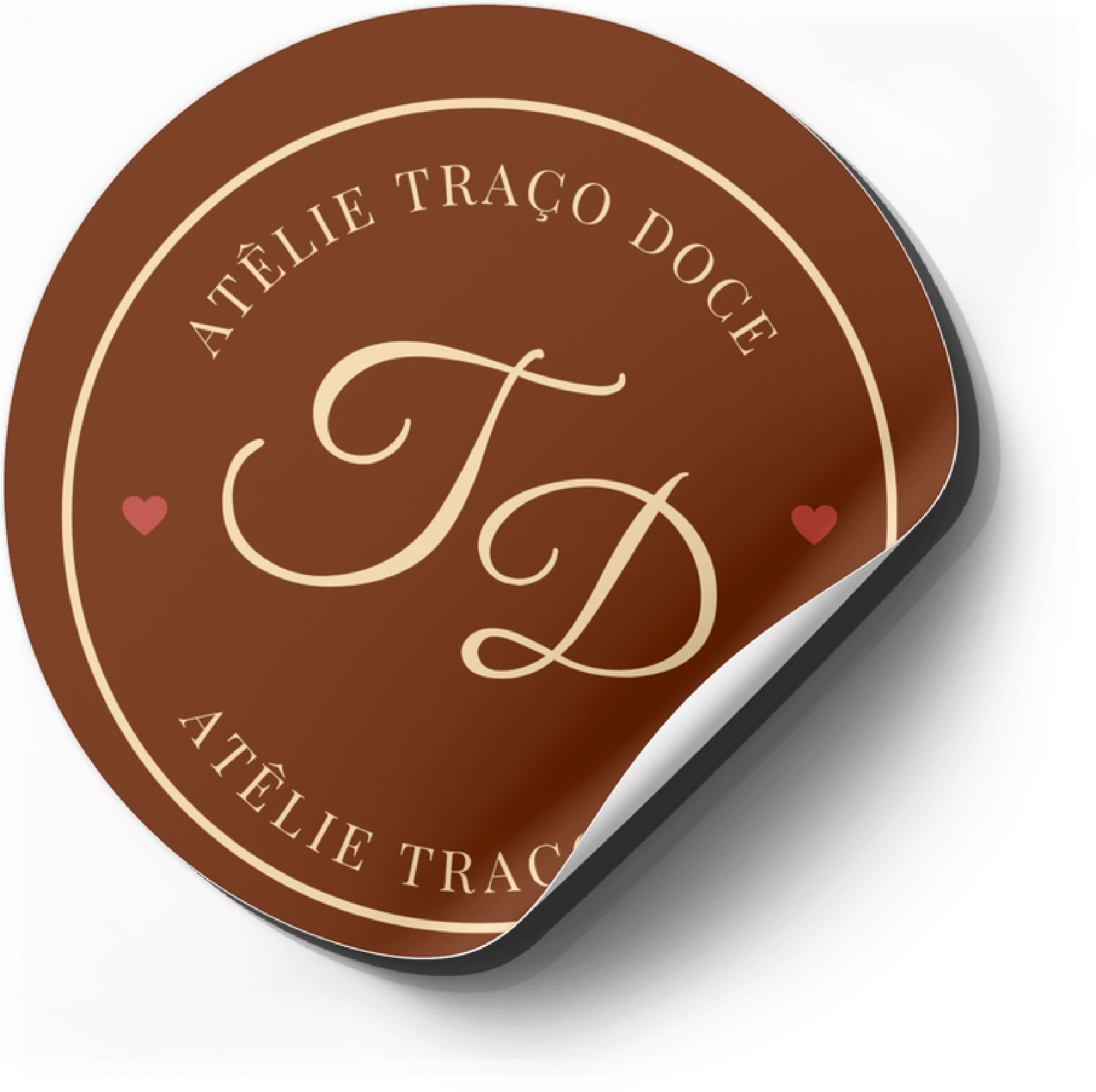 Etiqueta com monograma TD do Ateliê Traço Doce